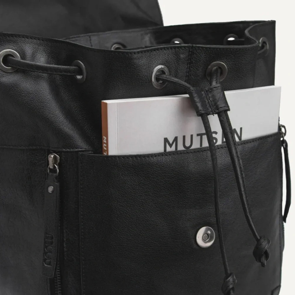 Muud Black Gimo Leather Backpack BNWT - Picture 9 of 13